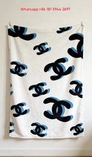 Chanel Black & Blue Shadow CC Logo Flannel Throw Blanket IMG_7059